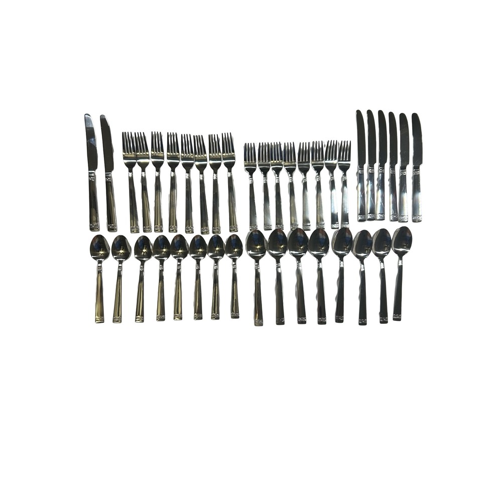 Cambridge Silversmiths Stainless Steel Flatware Set 40 Piece Scroll Design